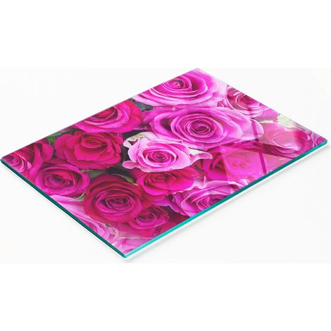 Vassoio decorativo in vetro per servire snack, bouquet di rose, 80x52 cm (1/5)