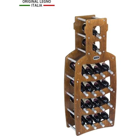 Cantinetta Portabottiglie in Legno Scaffale mobile per Bottiglie vino MADE IN ITALY mod. Bottiglia  Noce B.18 L50 x P25 x 120H