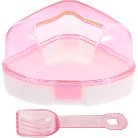 1 pièce bain à sable pour hamster, design pentagramme avec porte latérale et fond anti-débordement, adapté aux gerbilles et souris (1/5)