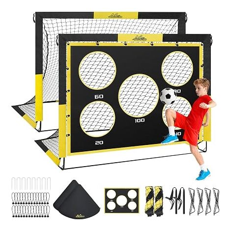 Soccer Goals for Garden, 5×4 FT Pop Up Football Net with Target Panel, Portable Training Equipment for Kids, Outdoor Sports Game (1/4)