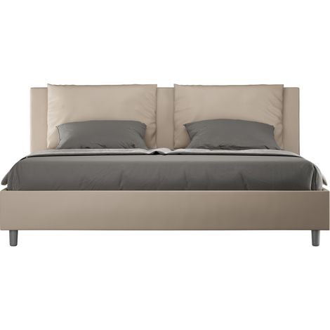 Letto matrimoniale king size senza rete imbottito 200x200 similpelle tortora Antea (1/4)