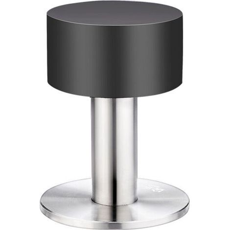 1 fermaporta adesivo in acciaio inox con gomma ammortizzante per montaggio a parete o a pavimento con nastro biadesivo 3M (80 mm)