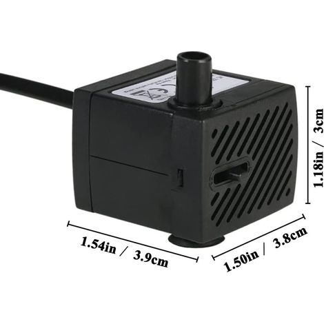 Submersible pump, aquariums micro water pump, micro water pump with 1 nozzle,2 suction cups and 50cm hose, used for fountains, ultra quiet (1/4)