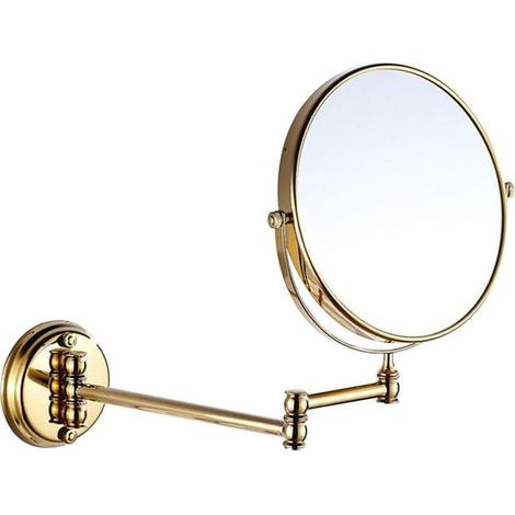 20,3 cm Miroir de Maquillage Rétro Pliable pour Salle de Bain à Fixation Murale Miroir de Beauté Télescopique à Bascule (Or) (1/3)