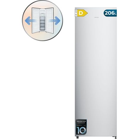 Cecotec bolero coolmarket uf 206 dual white e - congelador vertical con funcion congelador/frigorífico dual function 206l, no frost, cajones xl (24 cm), puerta reversible, luz led. (1/3)
