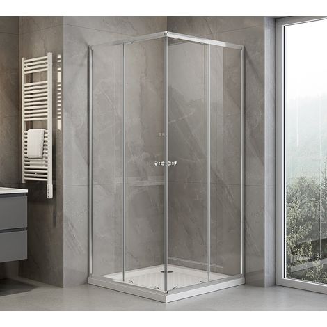 Paroi de douche AGGA carrée 700x700mm, verre clair (1/4)