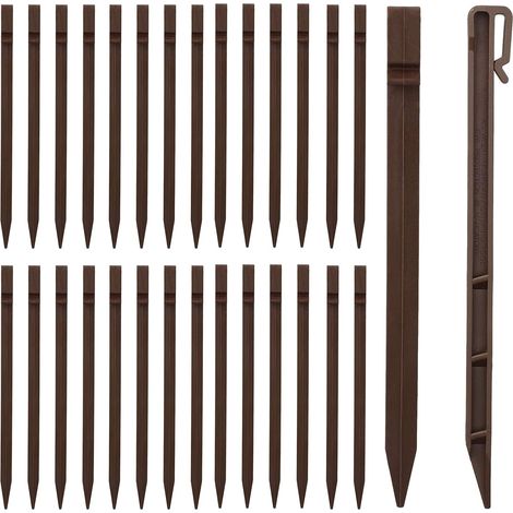 Lot de 30 piquets d'ancrage en Plastique pour Jardin - Piquets Robustes - Piquets d'ancrage pour Maintenir Le Filet de Jardin en Bas, Couverture Contre Les Mauvaises Herbes (café) (1/5)