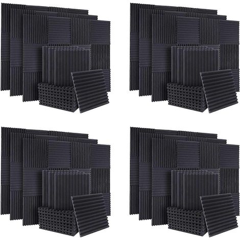 200 panneaux de mousse absorbant et isolante acoustique, panneaux d'isolation acoustique en forme de coin, 1 x 12 x 12 pouces (1/5)