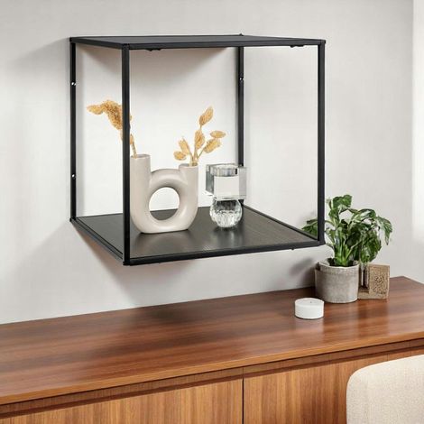 Etagère cube design en métal noir TALLINN (1/5)