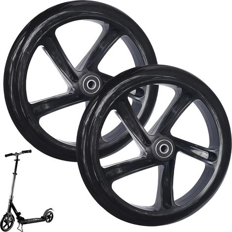 Lot de 2 roues de rechange pour scooter 200 mm avec roulement ABEC-9, roues antidérapantes pour la plupart des scooters et scooters de ville (200 x 40 mm) (1/5)