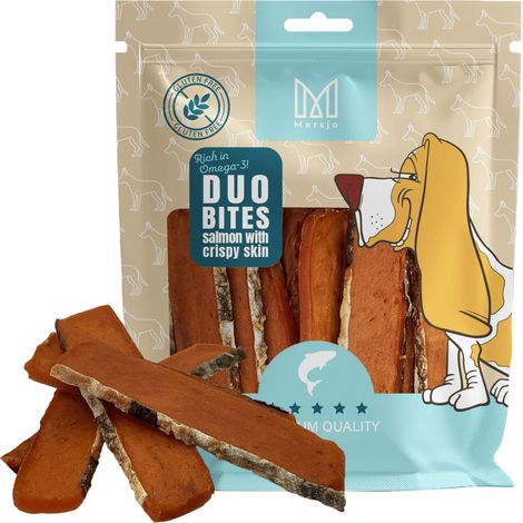 Hundeleckerli mit zwei Geschmacksrichtungen – Lachs mit knuspriger Haut, 200 g