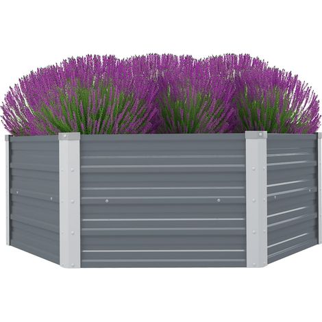 Hochbeet 129 x 129 x 45 cm Verzinkter Stahl Grau