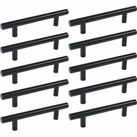 - 10pcs Bar Bâton Cuisine Porte Poignées Tire Avec Vis(150MM), Acier Inoxydable Poignee de Meuble Espacement des Trous de 96 mm, pour Porte d'armoire, le noir (1/5)