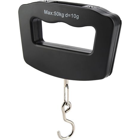 Pèse-Bagage Balance Numérique Électronique Suspendue à Crochet Portable de Poche LCD Charge Max 50 Kg ABS Noir pour Colis Fruits Légumes 1 Pièce (1/5)