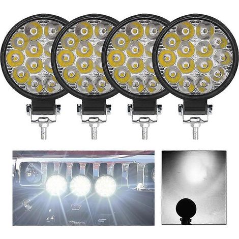 Barre lumineuse LED de travail miniature 42 W, projecteur LED tout-terrain 12 V/24 V pour camions, 4x4, SUV, voitures et quads. (1/5)