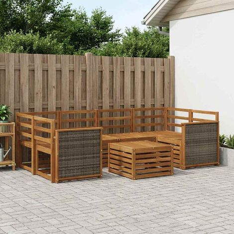 vidaXL Outdoor-Sofagarnitur 7 pcs Natur Massivholz Akazie (1/5)