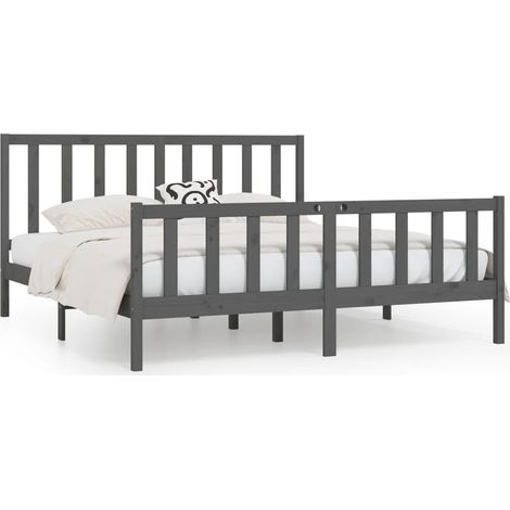 Maison Exclusive - Massivholzbett Grau 200x200 cm