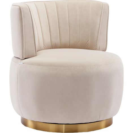 Moderner 360° Drehstuhl mit Samtbezug, Beige, 62,5 x 62 x 69,5 cm (1/5)