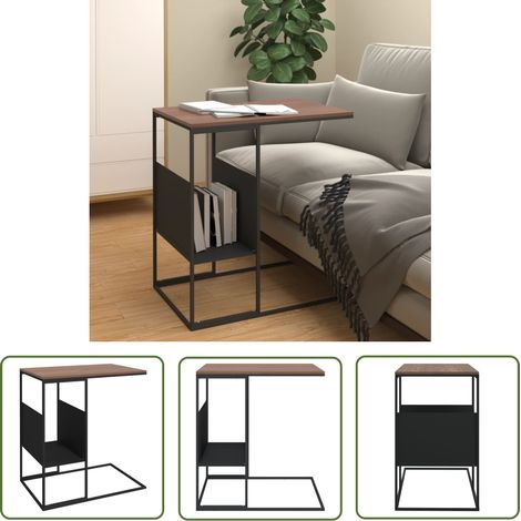 The Living Store Beistelltisch Schwarz 55x36x59,5 cm Holzwerkstoff - Couchtisch - Beistelltisch - Dekotisch - Wohnzimmertisch - Holztisch (1/5)