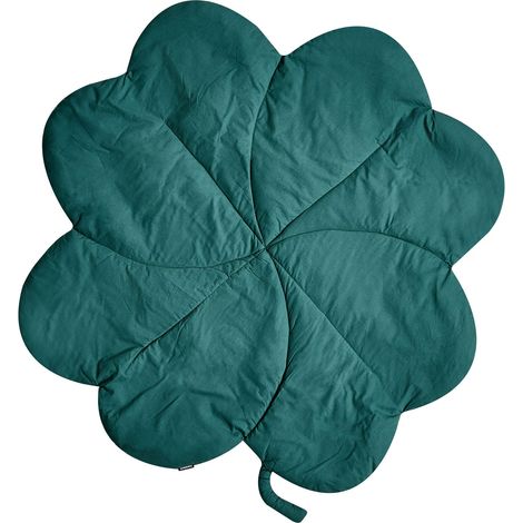 Tapis de Jeu pour Enfants Moderne en Coton Matelassé en Forme de Trèfle 110 x 110 cm Accessoire Chambre Vert Acadine (1/5)