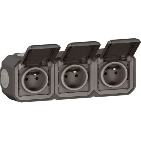 Legrand 069766L 3x2p+t f/b waterproof anthracite surface-mounted socket