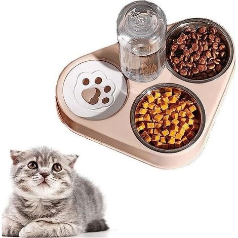 Gamelle pour Chat - Acier Inoxydable - Rose - Distributeur dEau Automatique - Bol Rectangulaire - Intrieur rose rose GAMELLE (1/4)