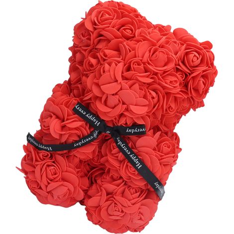 Roter Blumenbär, 21 cm, künstlicher Rosenbär für Valentinstag, Hochzeit, Geburtstag (1/5)