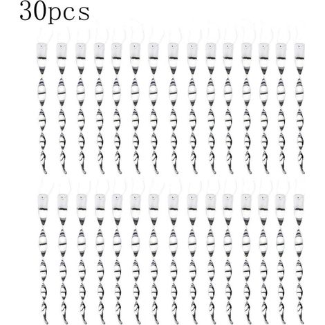 Repelente de aves de 30 piezas, ahuyentador de palomas, repelente de aves de 360 grados, espiral reflectante, ahuyentador de aves, para balcones, árboles frutales y huertos.