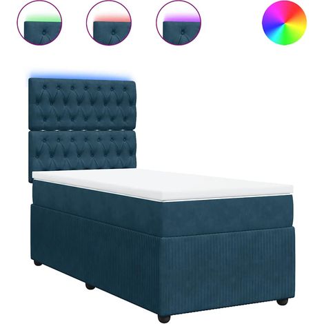 Maison Exclusive - Giroletto a Molle con Materasso Blu 90x200 cm in Velluto (1/5)