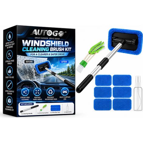 AUTOGO cleaning and dehumidifying brush with removable and washable fabric cover, a practical car tool for dehumidifying and removing oil films from the inside of windows. (1/5)