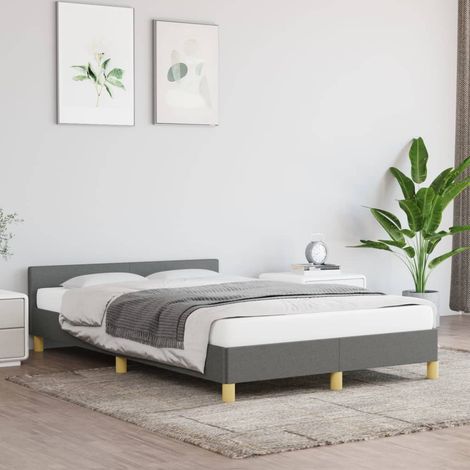 Lit avec tête de lit Gris foncé 120x200 Tissu (1/5)