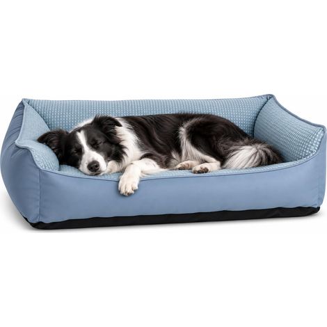 Panier Chien - Coussin Chien et Chat - Tapis rafraichissant - Panier Rectangulaire Bleu - Housse Amovible - Antidérapant - Frais en Été et Confortable en Hiver - 100 x 80 cm (1/5)