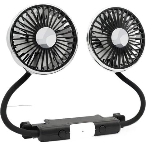 Ventilador de coche de doble cabezal, intermitente de coche F310, doble faro con tubo suave, ventilador de asiento, interior creativo y práctico (1/5)