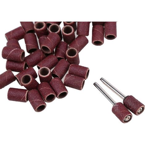 Lot de 100 manchons de ponçage grain 320 avec 2 mandrins pour outil rotatif, polissage du bois, diamètre 6 mm, tige de 3,15 mm, haute résistance à l'usure (1/5)
