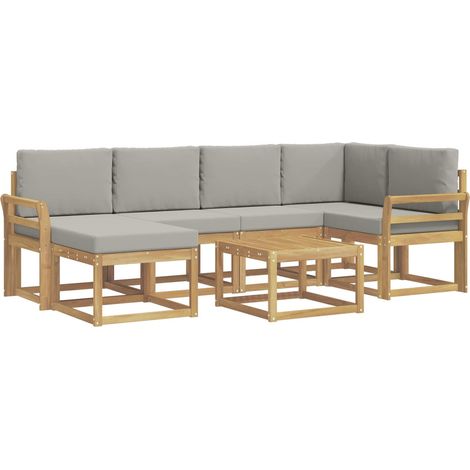 Outdoor Sofa Set with Cushion 7 pcs White and Light Grey vidaXL (1/5)