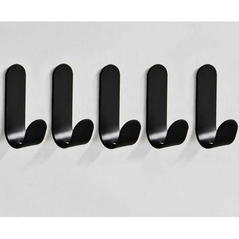 5 Pièces Crochet Adhesif Mural, Accroche Torchon Cuisine, Porte Serviette Salle de Bain, Crochet Adhesif Sans Trace, Fixation Murale Sans Percer, Attache Murale, Crochets Adhesifs, Noir (1/4)