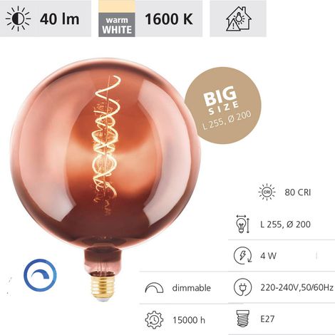 Lampadina Vintage Eglo E27 4W 2200K Ø200mm Rame Forma G200 (1/4)