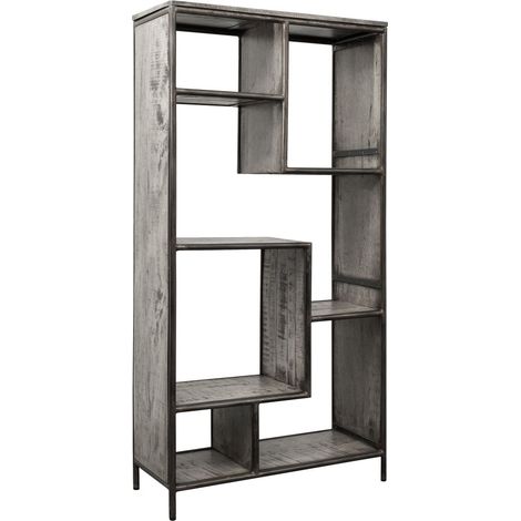 scaffale in legno di Mango 90x40x180 grigio scuro laccato HEAVY INDUSTRY 107