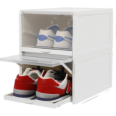 Boîtes de rangement pour chaussures, design empilable, visibilité claire, gris (1/2)