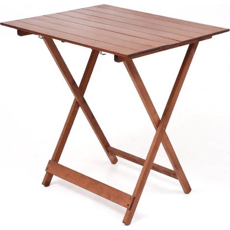 Faltbarer Picknicktisch 60x80 cm aus Buchenholz mit Nussbaum-Finish