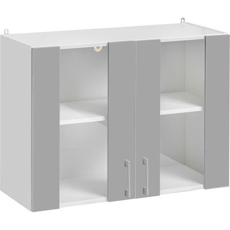 Mueble alto de cocina Eco Gris Brillo 2 puertas L 80 cm (1/5)
