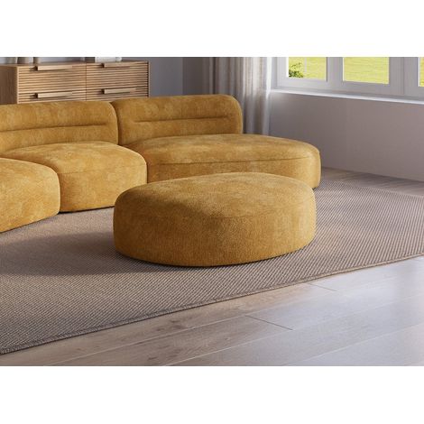 Pouf en velours tissé moutarde IMENIA
