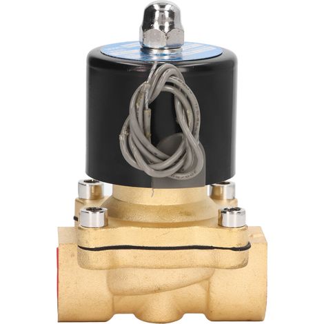 Électrovanne laiton à action directe, bobine cuivre 24V DC, 2 orifices 1 voie, normalement fermée, vanne solénoïde industrielle pour air et eau (1/5)