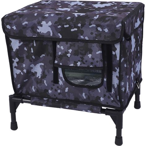 Niche extérieure chauffée pour chat avec minuterie, camouflage, résistante aux intempéries, pliable et isolée, abri d'hiver pour chat, prise UE 220 V (1/5)