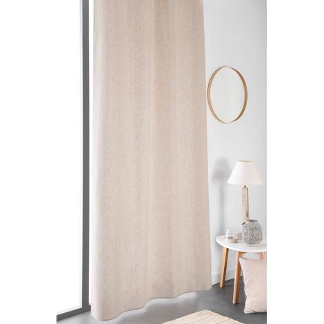 Gardine im Naturstil mit gerafftem Saumband – Beige – 135 x 260 cm – Baumwolle/Leinen LINDER