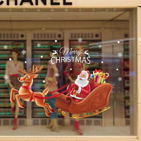 Sticker mural décoratif de Noël double face pour fenêtre, porte ou vitre - 60 x 90 cm (1/5)