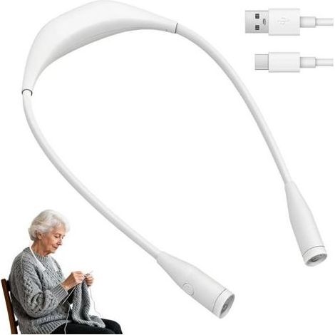 USB-C Rechargeable LED Neck Light for Reading, Knitting and Sewing, Hands-Free Reading Light with 3 Colors and 9 Brightness Levels, 360° Flexible Arm, Long Battery Life (1/5)