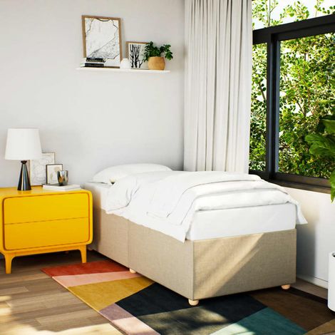 vidaXL Giroletto senza Materasso Crema 90x200 cm in Tessuto (1/5)