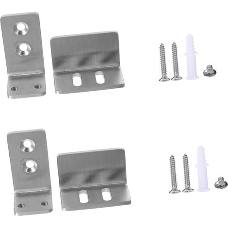 2 pcs guide de sol pour porte coulissante, inox, argenté, mural (1/5)