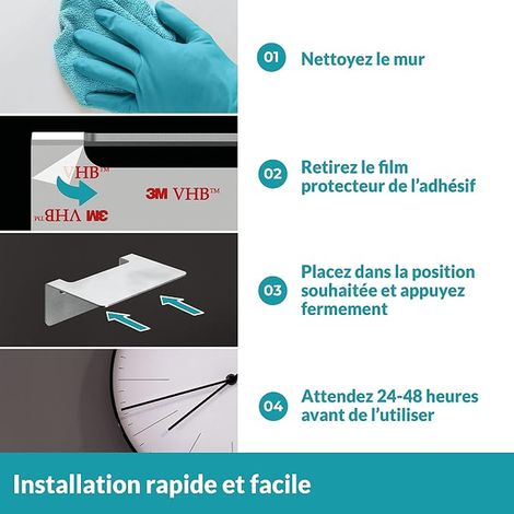 Petite Étagère Murale Adhésive INOX